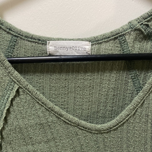 Benny + Olive Sage Green Ribbed Long Sleeve Top - Picture 2 of 4